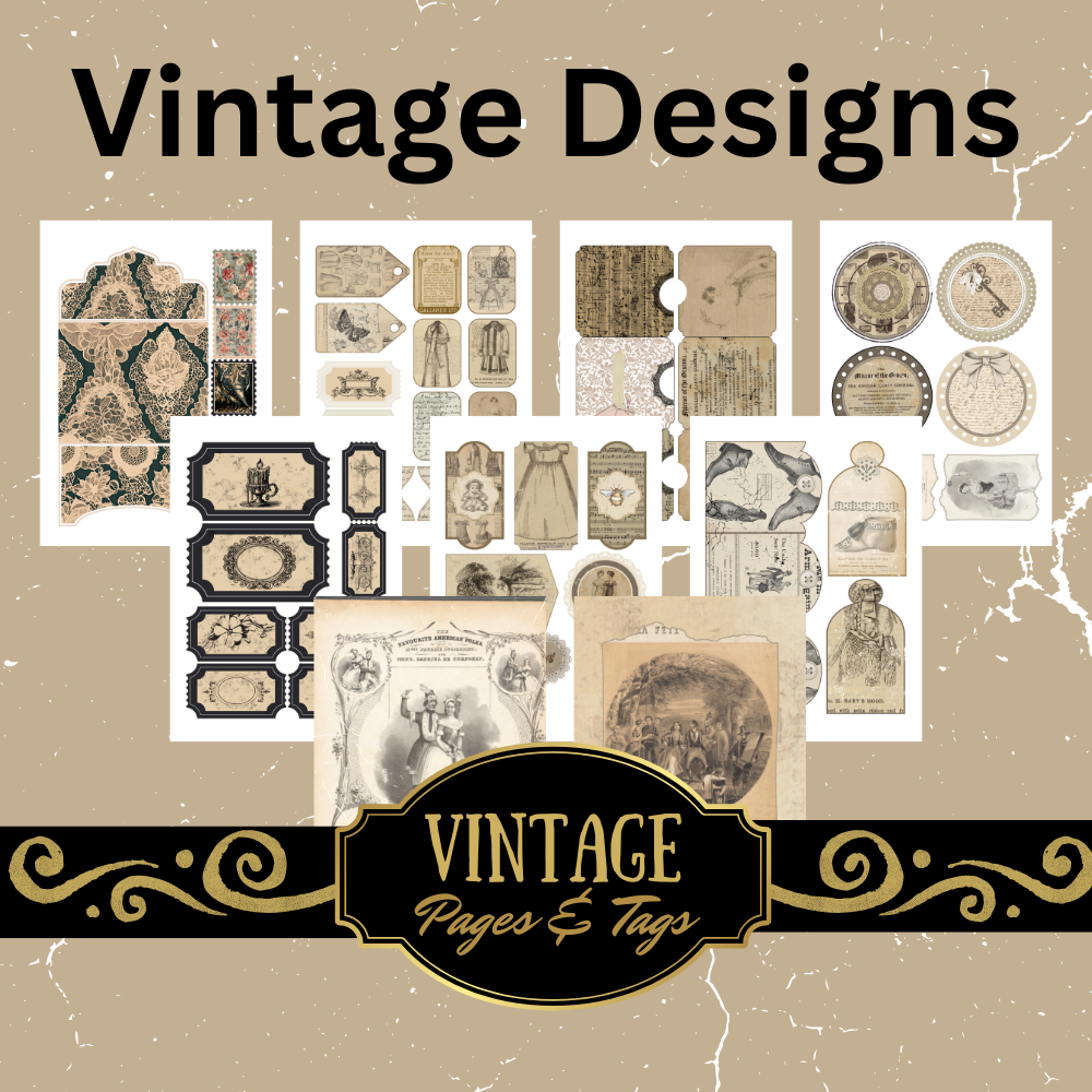 Junk Journal Ephemera Kit with Folio Digital Downloads | Victorian Vintage Images