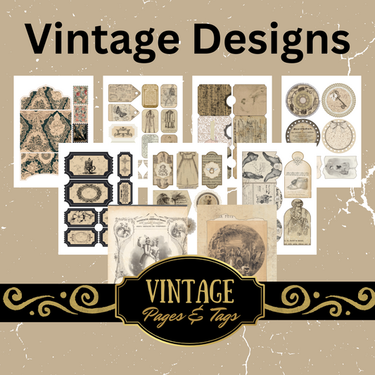 Junk Journal Ephemera Kit with Folio Digital Downloads | Victorian Vintage Images